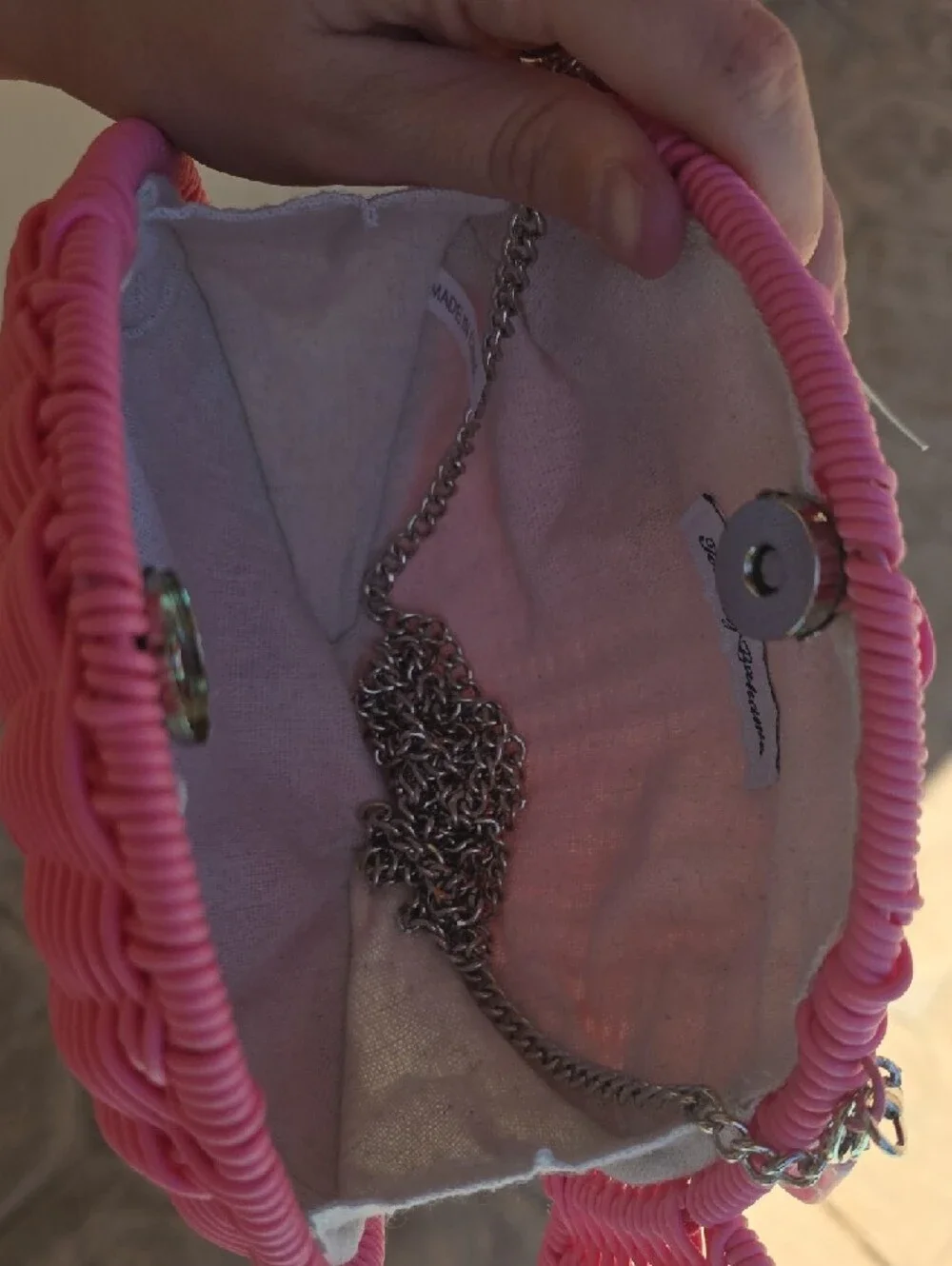 Tommy Bahama Pink Woven Fish Purse with Beaded Handle